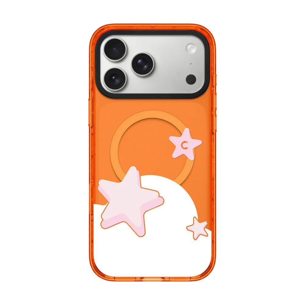 Pink Stars Clouds Acrylic Magnetic Case: Compatible with IPhone 17 16 15 14 13 12 Pro Max 17 Air