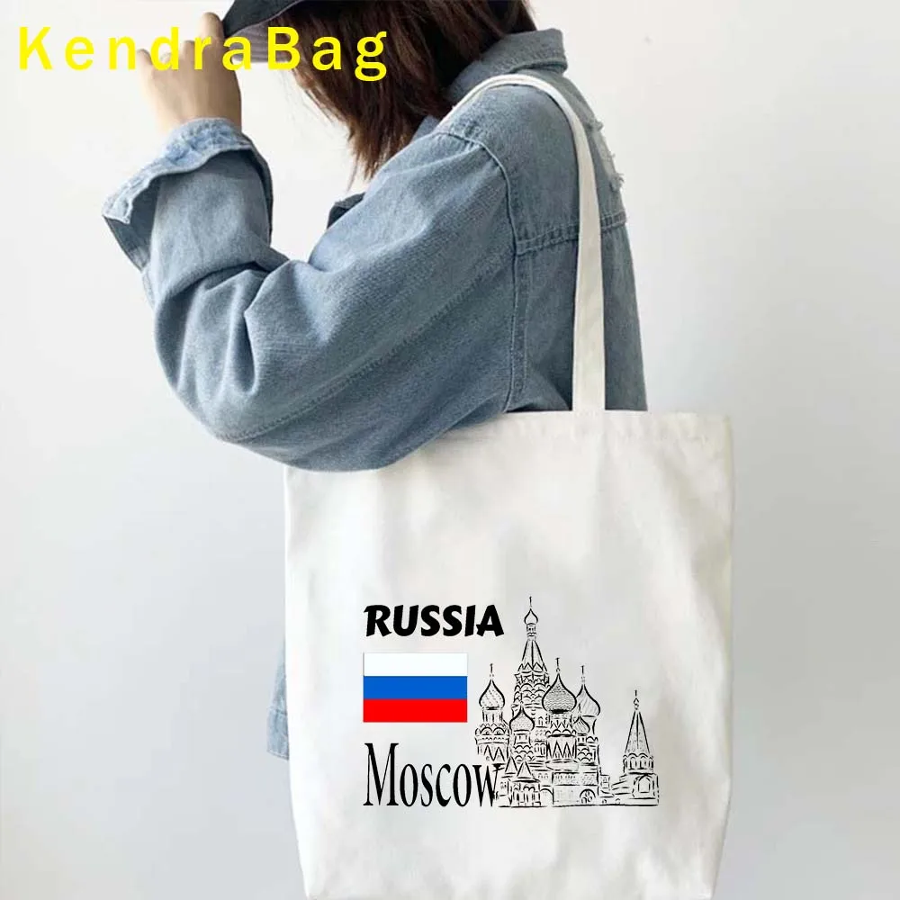 Matrioska Russian Doll Moscow kremake Russia Khohloma Art Shoulder Canvas Tote Bag Harajuku Shopping Cotton Eco Shopper Handbag