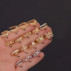 1PC Fake Piercing Ear Clip Stainless Steel Leaf Earrings Geometry Zircon Cuffs Ring For Women 2023 Trending Fake PIERC Jewelry