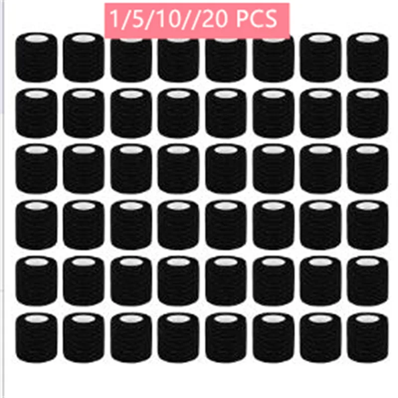 1/5/10/20 Black Tattoo Grip Bandage Cover Wraps Tapes Nonwoven Waterproof Self Adhesive, Finger Protection, Tattoo Accessories