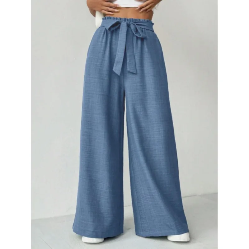 Damskie spodnie plus size 1XL-5XL, codzienne, modne, seksowne, wygodne, przewiewne, z koronkowym sznurowaniem, luźne, jednokolorowe.