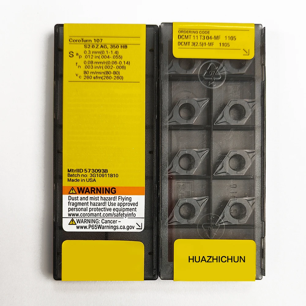 HUAZHICHUN DCMT 11 T304-MF 1125 CNC Carbide Inserts for  Turning Cutting Tools