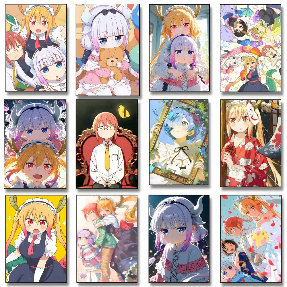 Japanese Anime M-Miss Kobayashis Dragon Maid Poster Print Painting Home Decor for Bedroom Living Room Hallway