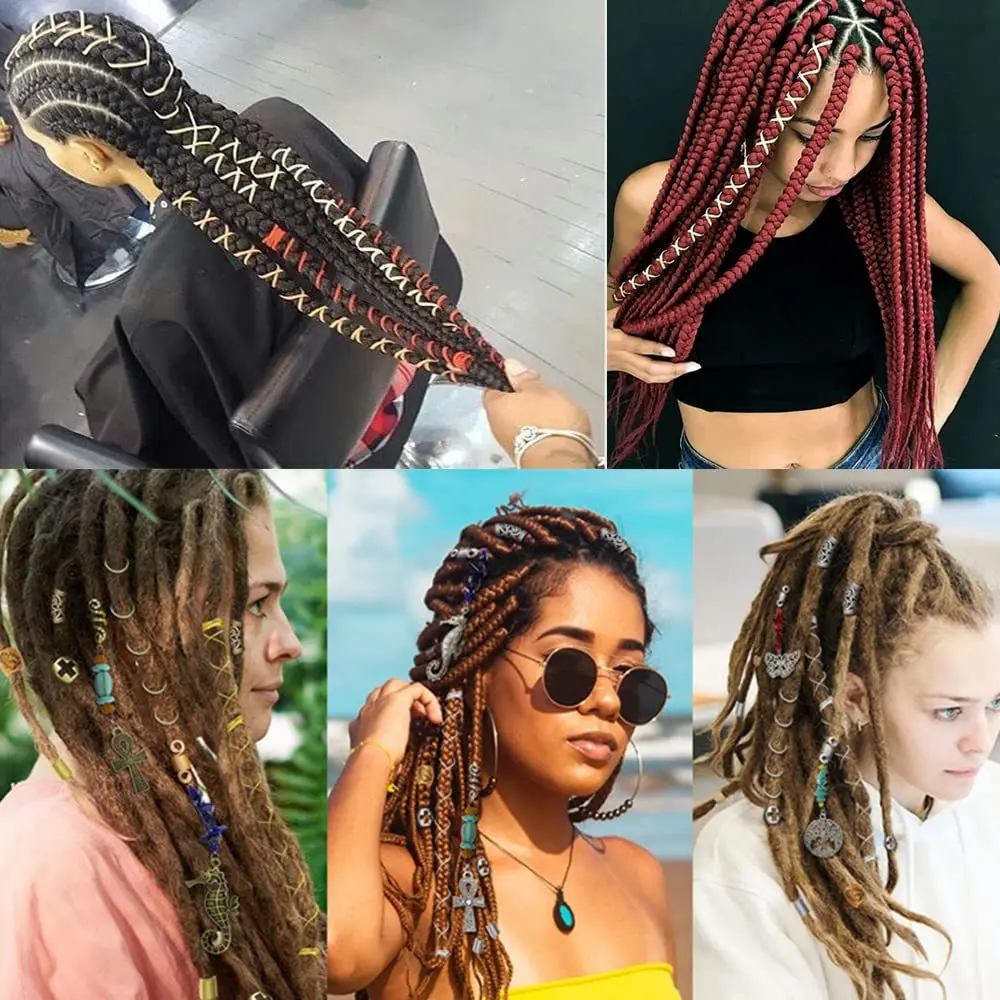 Corda per capelli Dreadlock fai da te in oro argento da 5 m Boho Kids Craft Accessori per capelli non groviglio