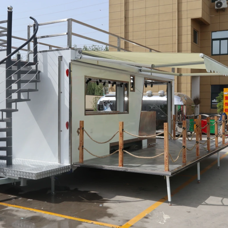 Street Modern Food Trailer Ice Cream Waffle Commercial Mobile Food Trailer Cart Dessert Donut Luxury Food Truck With Restrooms