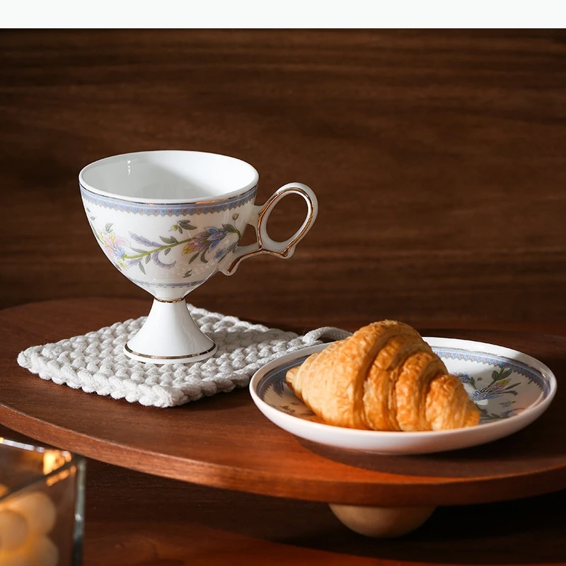 Style Ceramic Mug Flower Vine Coffee and Plate Set Water Cups Flower Tea Cups Dessert Dish Coffee Mug