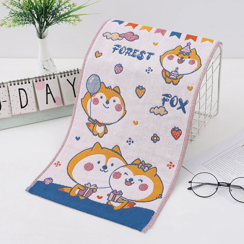 Kids Women Hand Face Gauze Towel Cats Cartoon 25*50 Double-sided Yarn-dyed Jacquard Cotton 100