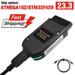 VAG COM-escáner en línea OBD2, interfaz USB para VW, AUDI, Skoda, Seat, STM32F429, 23.3.1 Hex-V2, VINs ilimitados para Auto 22,10