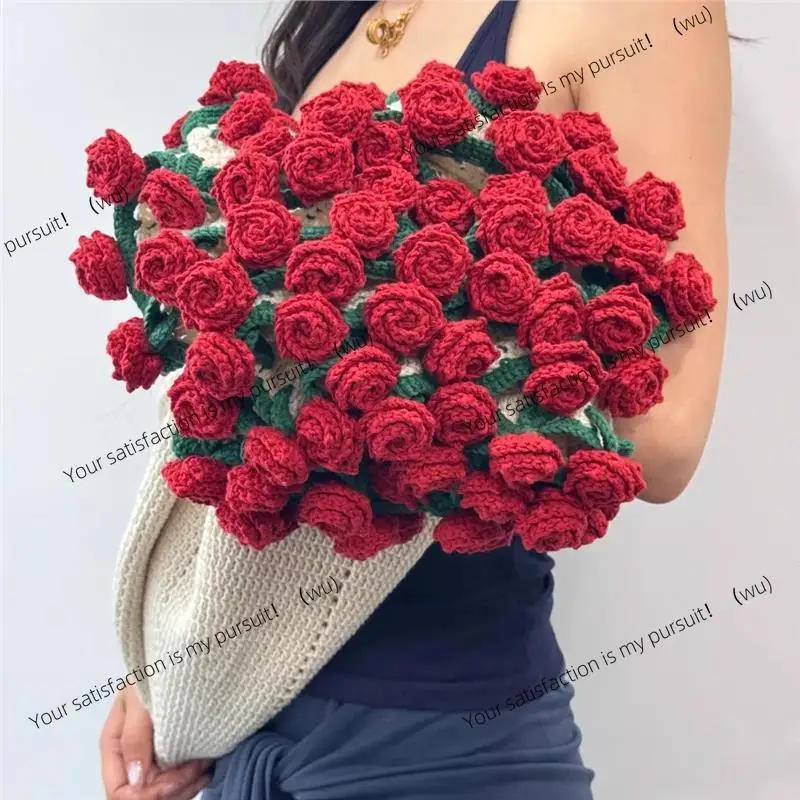 Pointed rose bouquet blanket handwoven DIY material bag wool ball crochet creative DIY gift for girlfriend