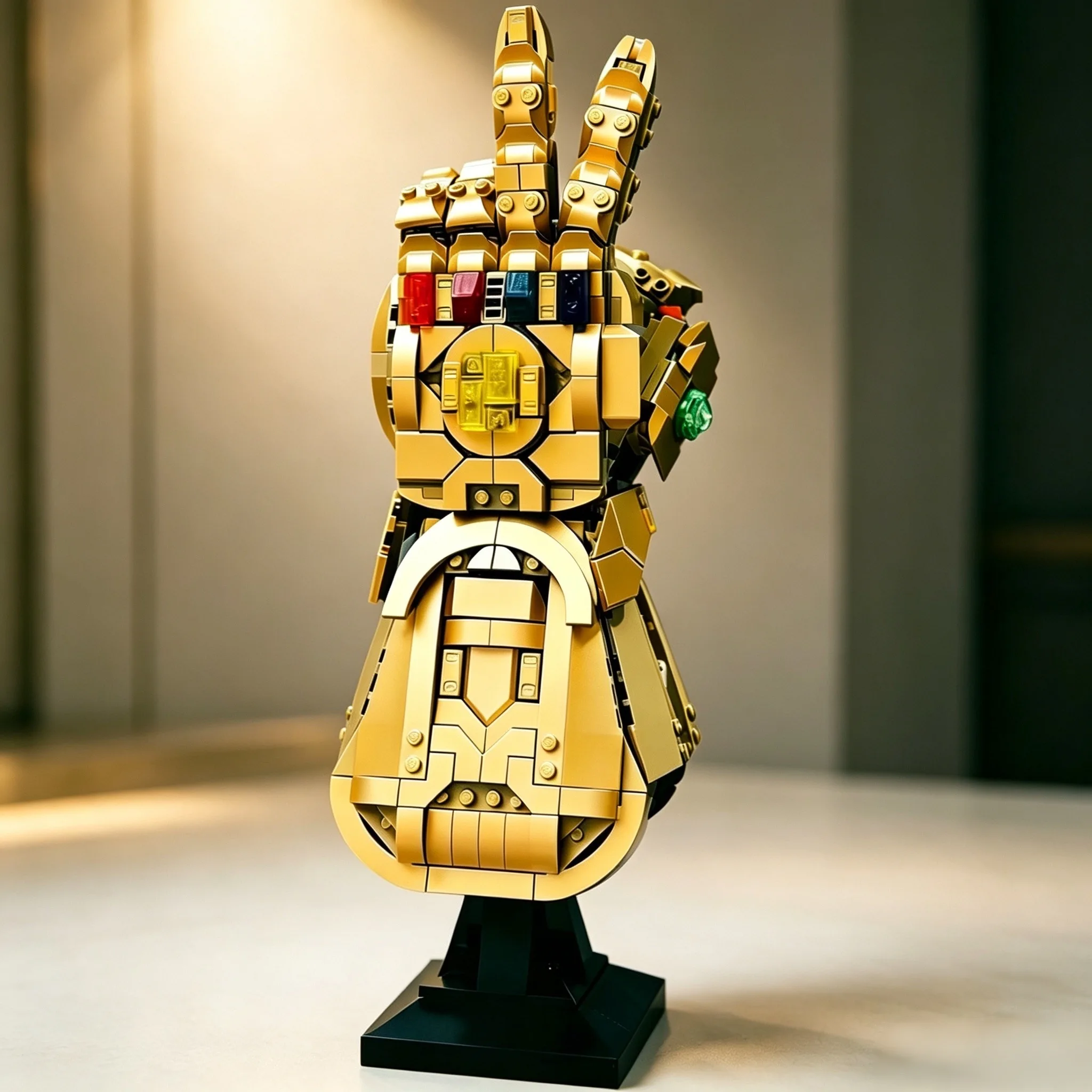 

Golden Gem Gloves Building Blocks Model, DIY Assembly Plastic Bricks, Desktop Display Ornament, Creative Collectible Gift for Te