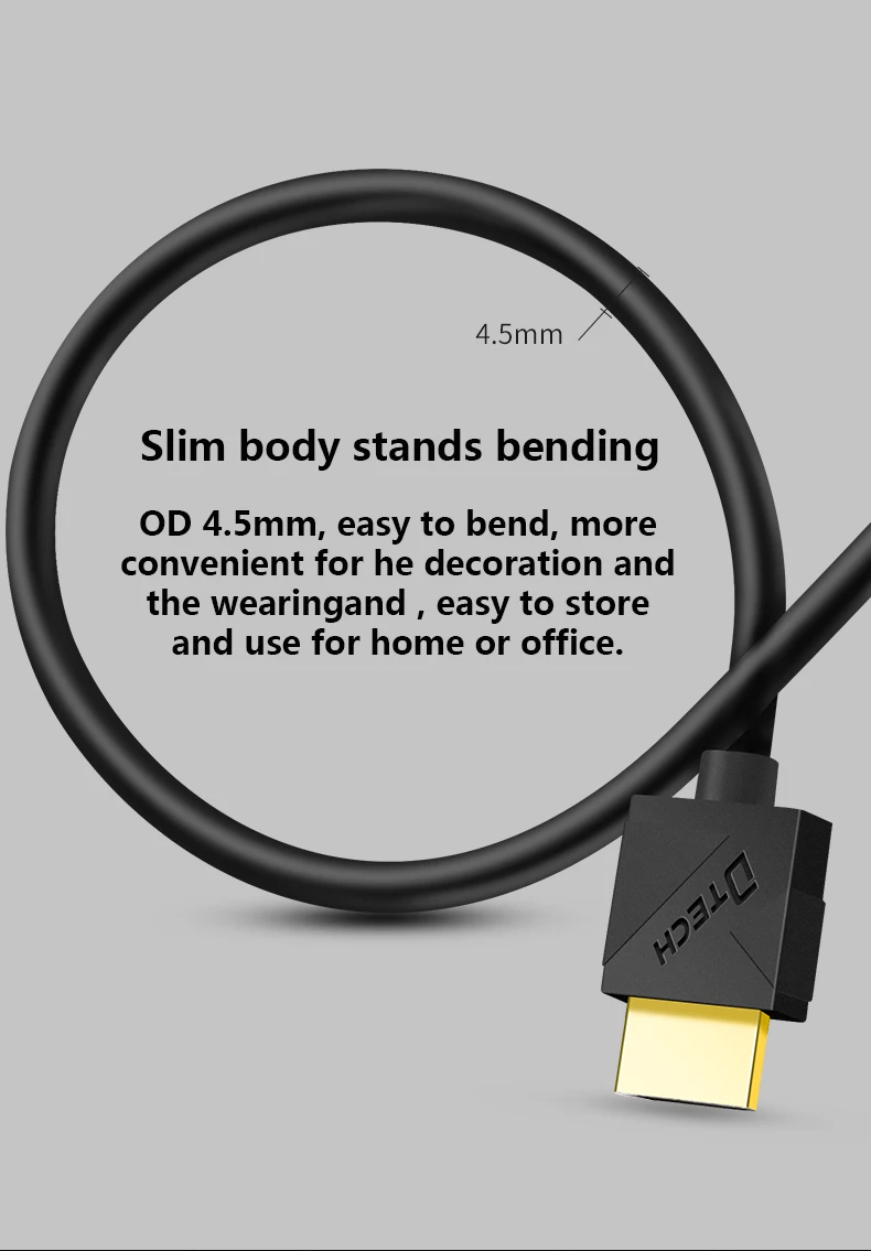 DTECH سعر المصنع واجهة مطلية بالذهب HD 1080p 3D 4k كابل 2m HDMI الرصاص للكمبيوتر HD TV العارض #3