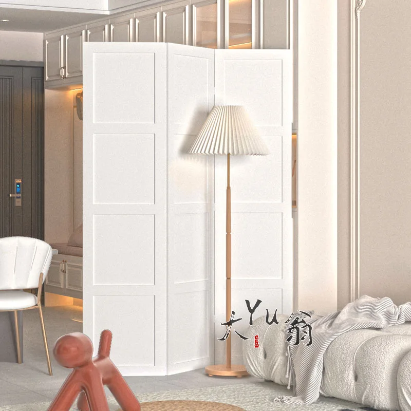 Pure white screen folding living room mobile modern office hotel entrance partition photography cream style folding screen