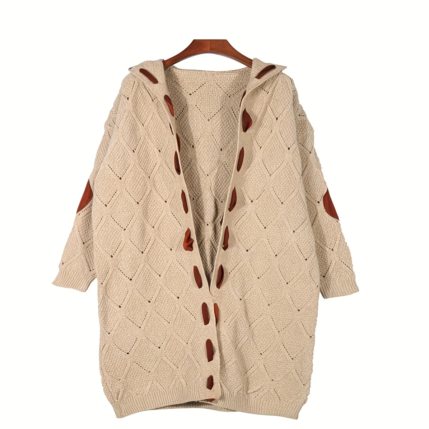 Vest met kleurblokken, open voorkant, vintage gebreid vest met lange mouwen voor lente en herfst, dameskleding