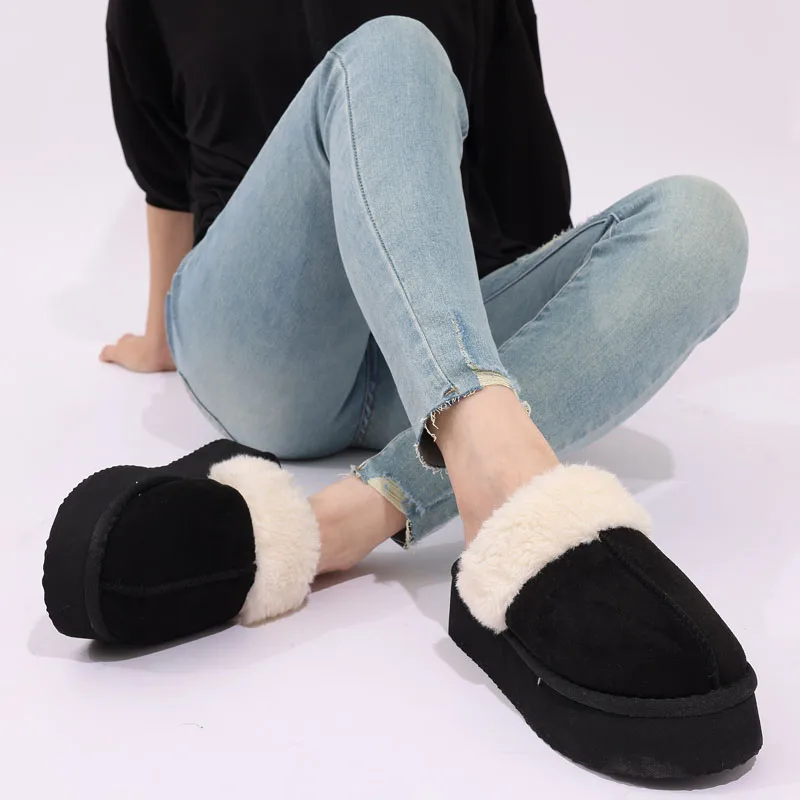 Pallene Short Plush Winter Warm Slides Memory Foam Women Slippers Fluffy Fuzzy Indoor Outdoor Slippers Cozy Female House Shoes