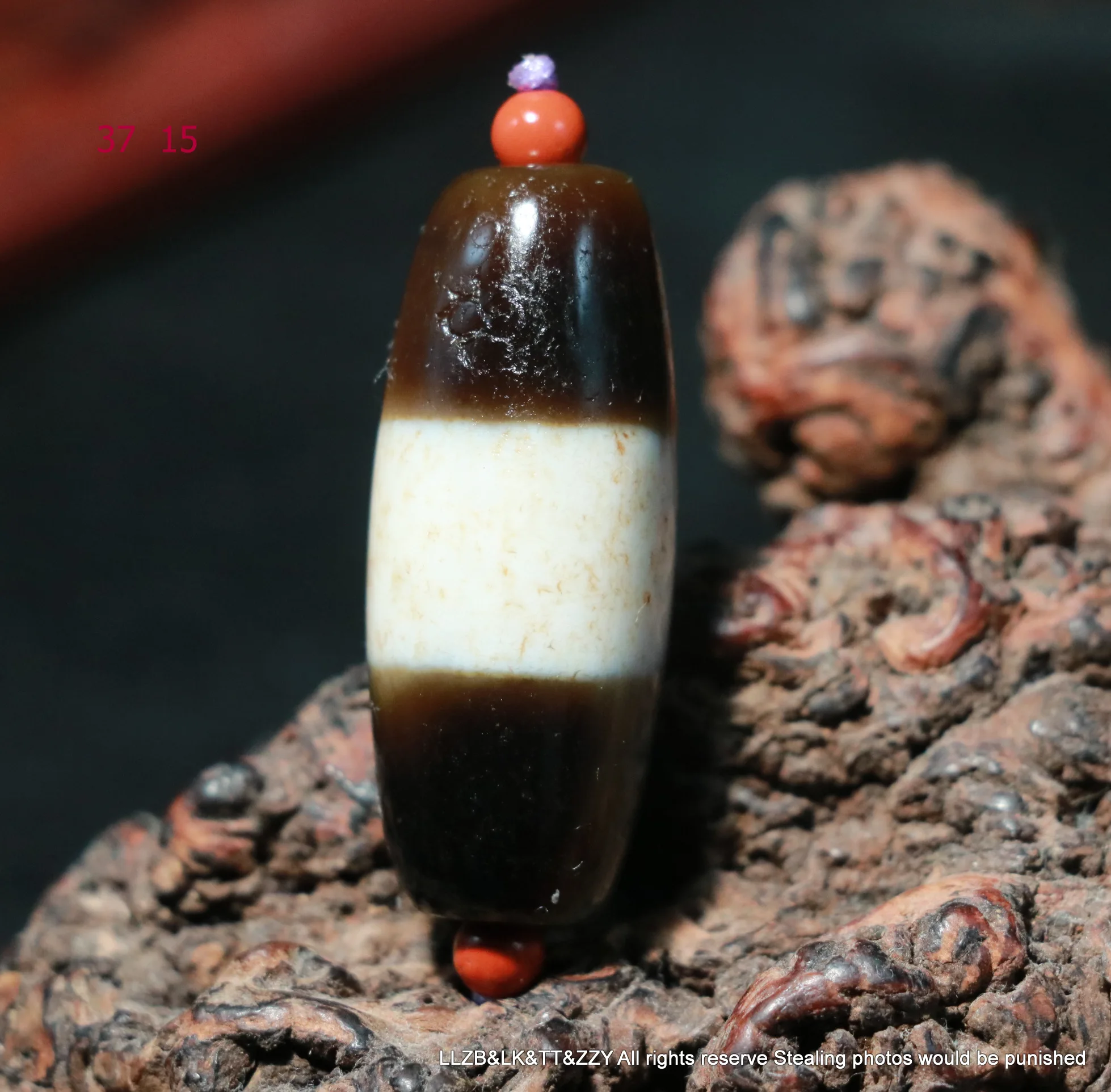 

Treasure Magic Power Tibetan Old Agate 1 Wide Line Healer Medicine dZi Bead Pendant Amulet Talisman 37MM UPD210601A12