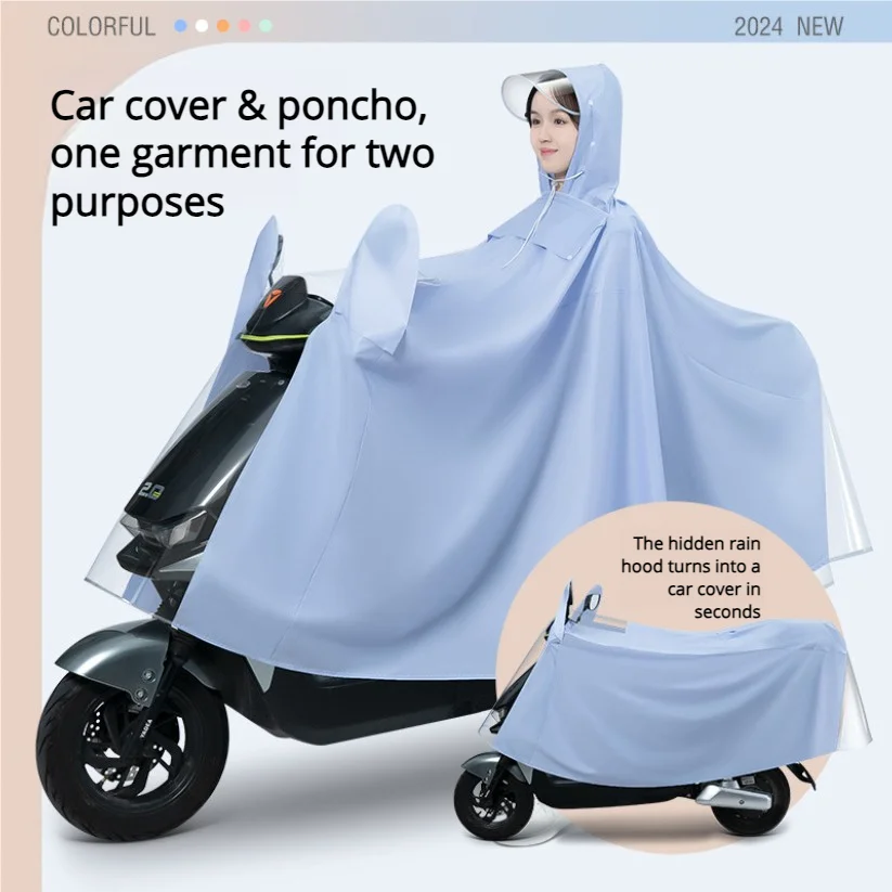 

Electric bike raincoat bike cover dual-purpose for both rider and bike thickened and extended full-body rainstorm poncho