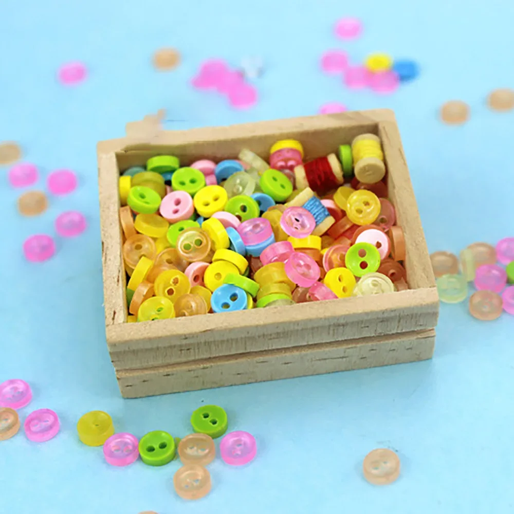 10Pcs 1/12 Poppenhuis Miniatuur Resin Kleur Knop Simulatie Tailor Model Speelgoed Mini Decoratie Poppenhuis Accessoires