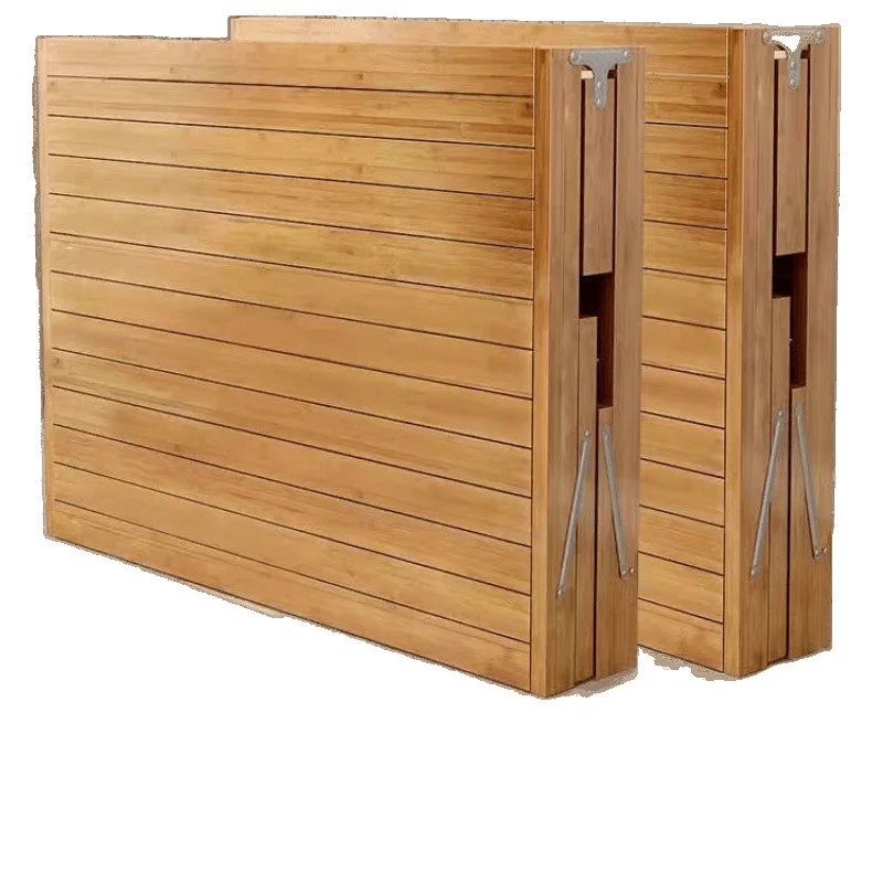 Bamboo  folding bed single double household lunch break cold  adult rental house simple hardboard wooden bamboo