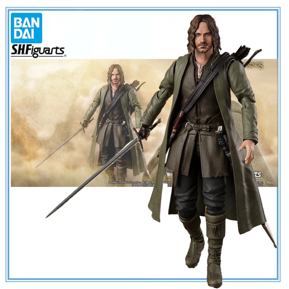 

100% Original Bandai Spirits S.H.Figuarts The Lord of Rings: Fellowship of Ring Aragorn II Elessar Collection Series