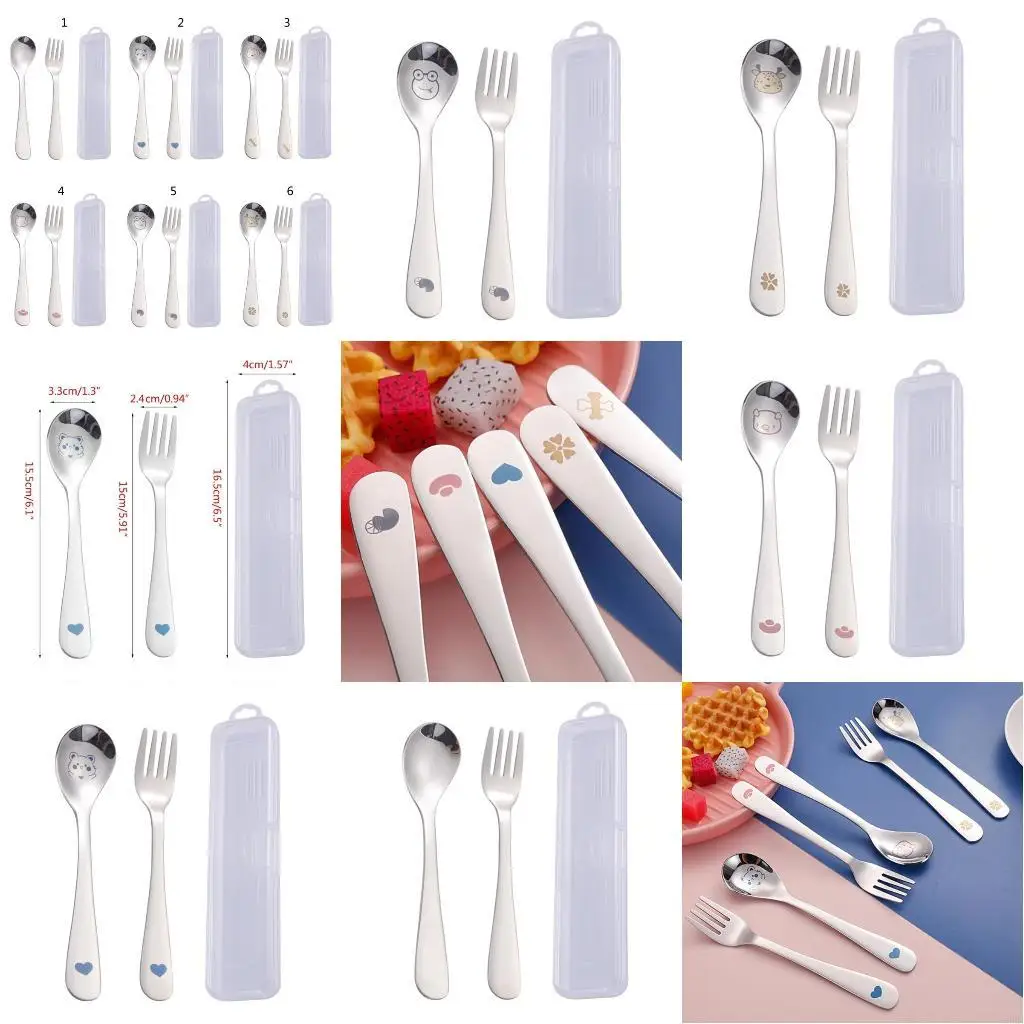 

Детские столовые приборы, набор ложек и вилок для самостоятельного кормления, многофункциональная ложка для кормления лапши для