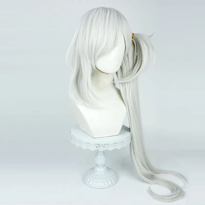 Blue Archive Aokawa Mutsuki Cosplay Wig Simulated Scalp Silver White with Snap Clips