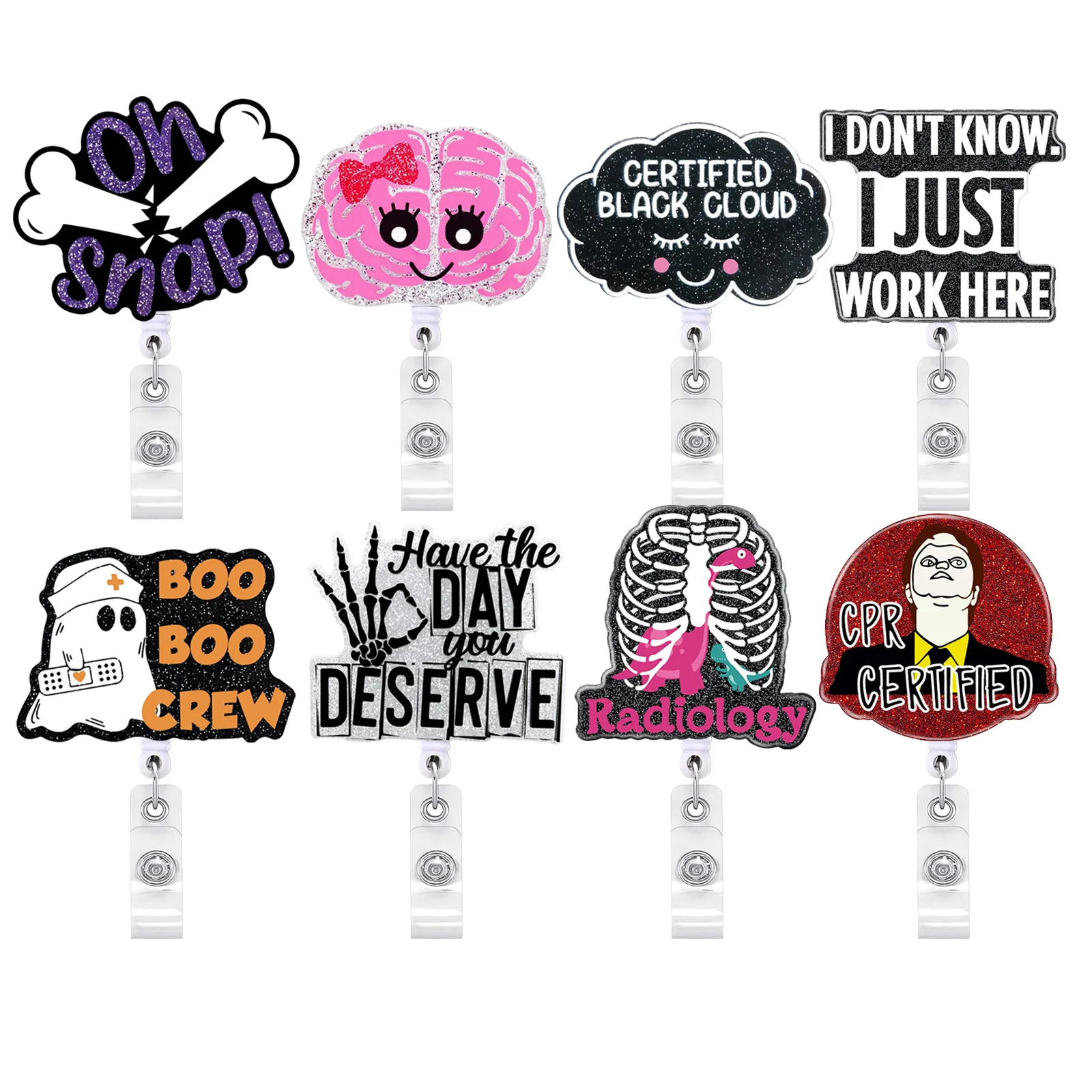 

Cute Halloween Pumpkin Ghost Badge Reel Clip Retractable Doctor Nurse Name Tag Badge Holder ID Card Holder Keychain