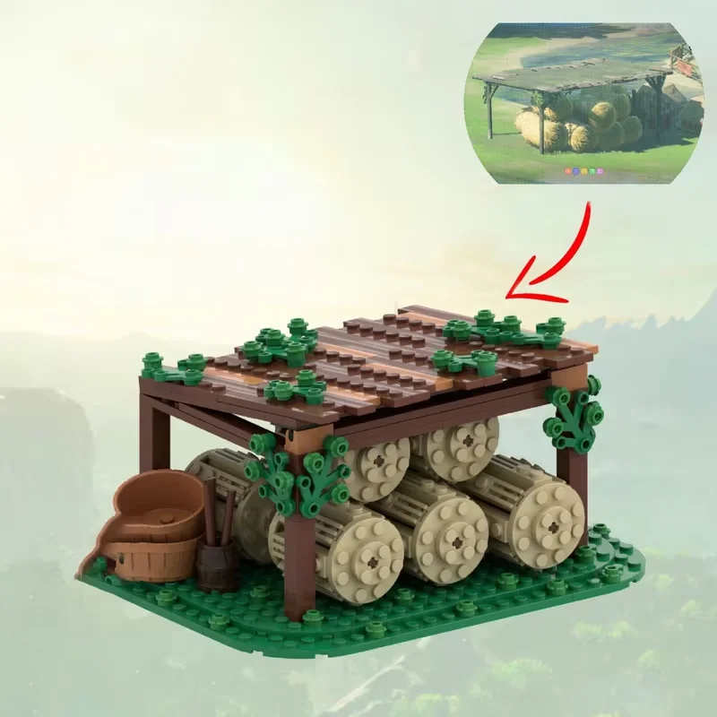 Força medieval e rack de vegetais modelo moc blocos de construção brinquedo conjunto criativo presente do feriado ornamento