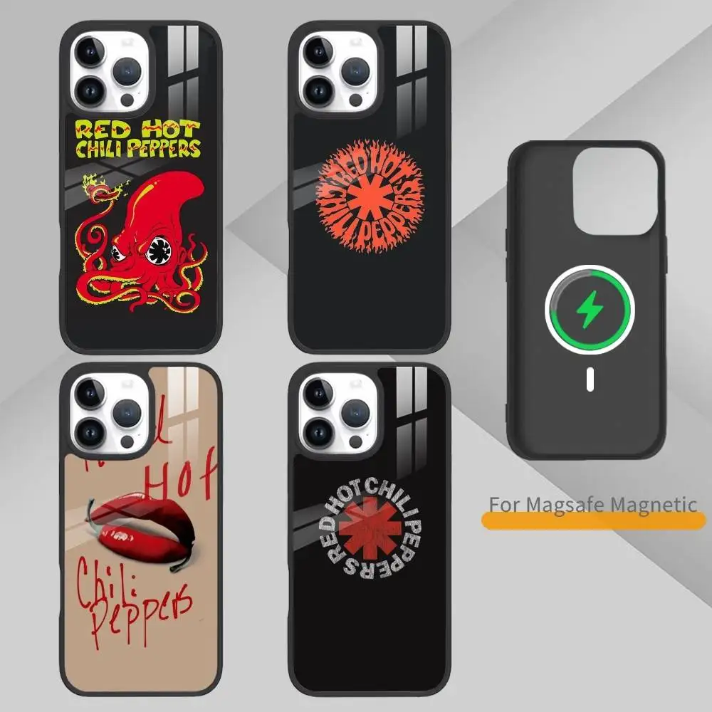 

R-Red Hot C-Chili Peppers Band Phone Case For iPhone17,16,15,14,13 Plus,Pro Max Magnetic For Magsafe Wireless Charging
