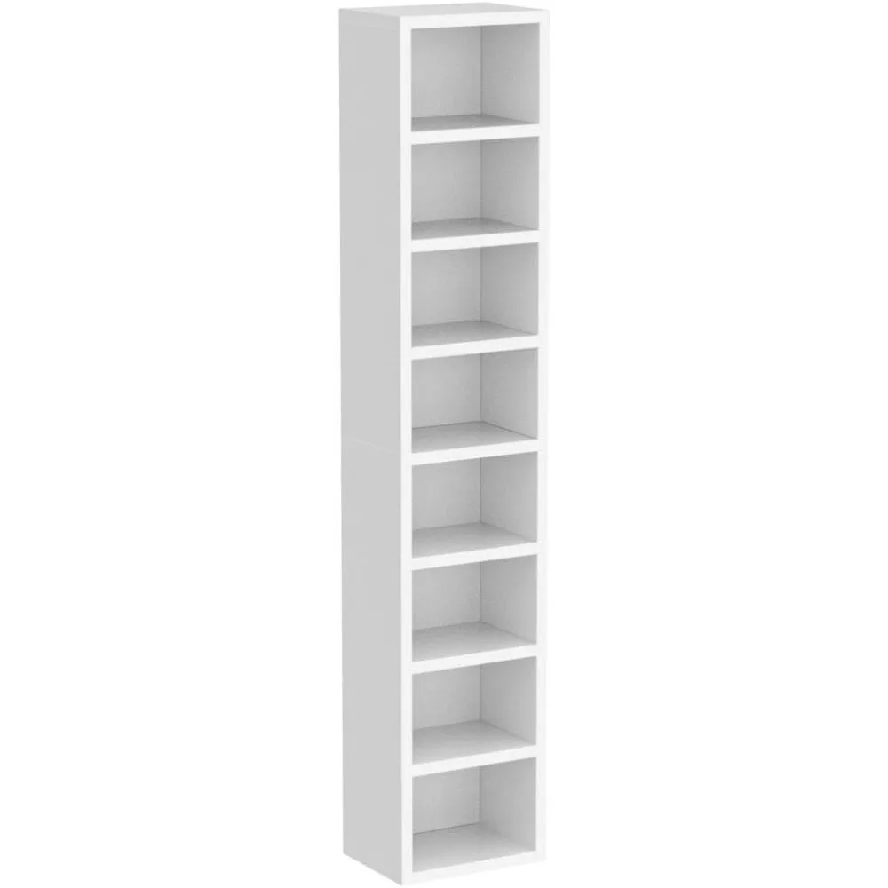 IOTXY Small Narrow Corner Bookcase - 71 Inches Tall Gap Freestanding Storage Cabinet, 8 Lattices Open Shelves Tower Rack