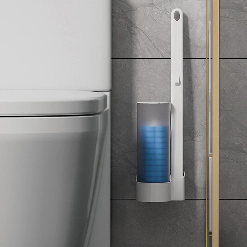 Scopino per wc usa e getta montato a parete Set di spazzole per la pulizia della toilette con testina di ricambio strumento per la pulizia del bagno