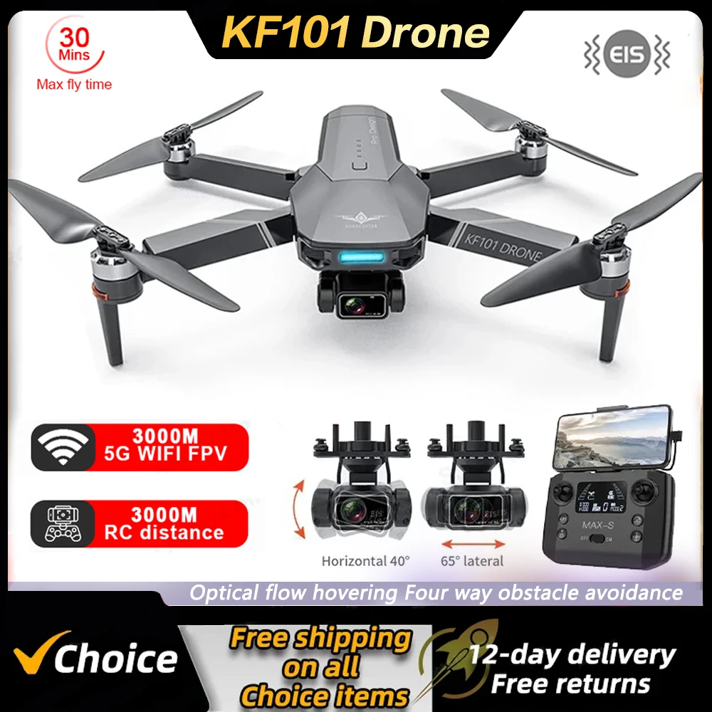 KF101 Max Drone FPV GPS Return Brushless Motor 4K HD Camera 360 ° Laser evitamento ostacoli grembiule da parcheggio RC Quadcopter Drone Toys