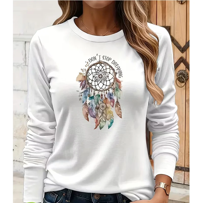Y2k Long Sleeve T Shirt with Inspirational Print I Don't Stop Dreaming Design T-shirt Clothes Women's Vintage Tee Tops Tshirt