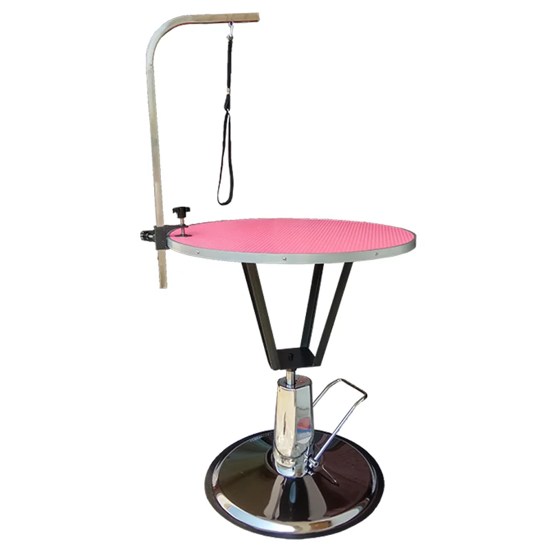 Pet grooming table Hydraulic lifting round dog grooming table Teddy cat blowing shearing modeling table bracket sling