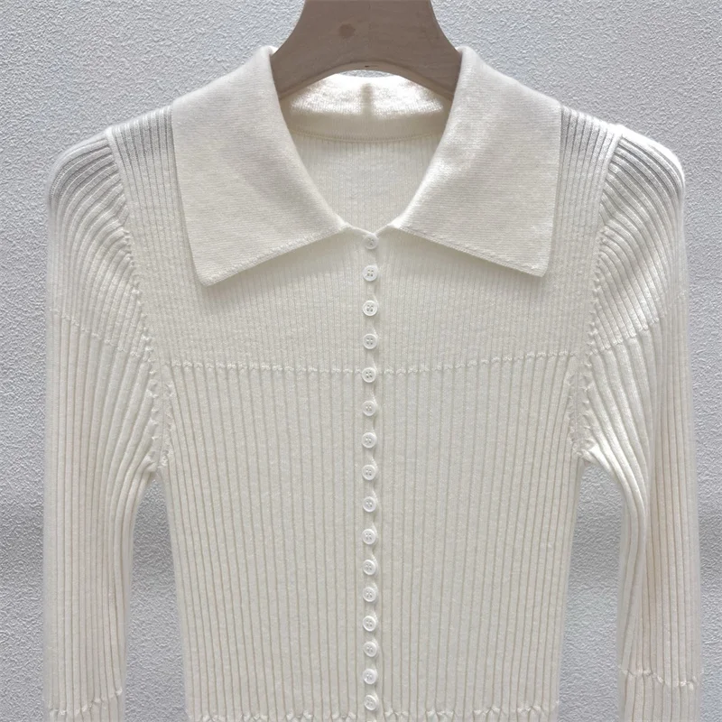 Picture 4: cardigan for women New elastic knitted lapel long sleeved top for autumn 2026 Single breasted slim fit women's sweater knitwear