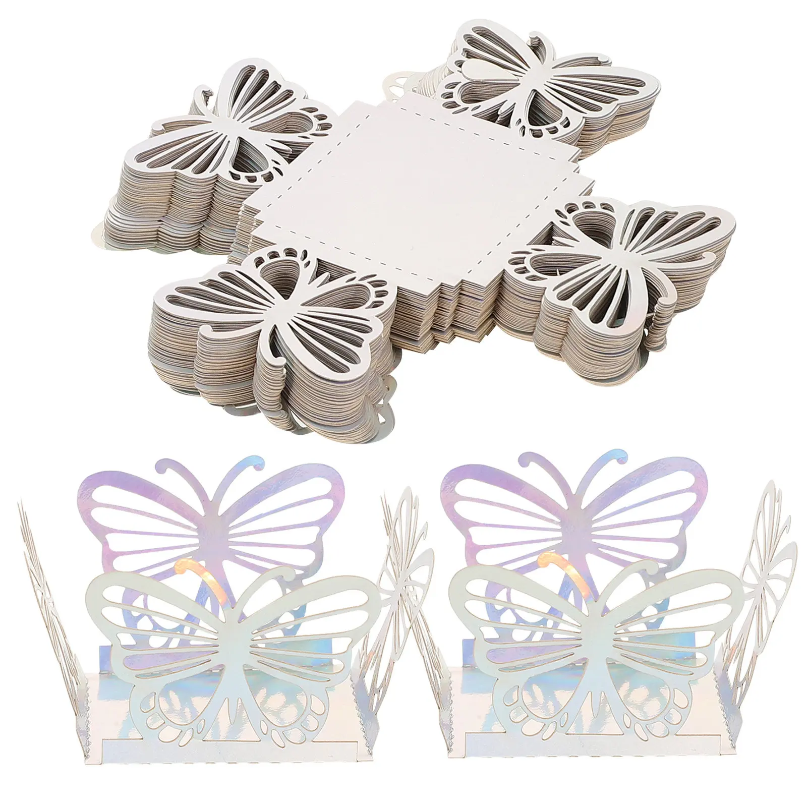 50 Cajas de Dulces Huecas con Diseño de Mariposa, Elegantes Envases de Papel para Bombones, Regalos de Chocolate para San Valentín, Cumpleaños y Bodas