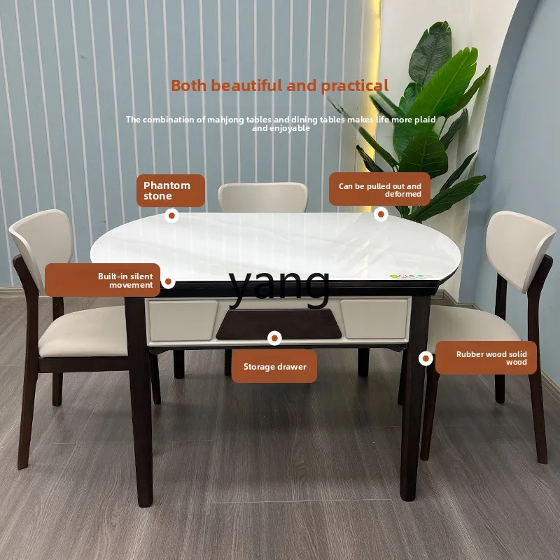 CX New Chinese Style Solid Wood Mahjong Machine Fully Automatic Dining Table Dual-use Round Table Foldable