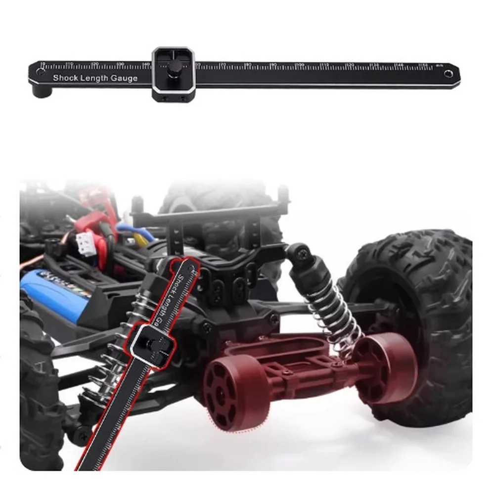 Metal Shock Length Gauge For 1:8 Off Road RC Cars Adjustable Suspension Measurement Tool With Mm And Inch Markings Black
