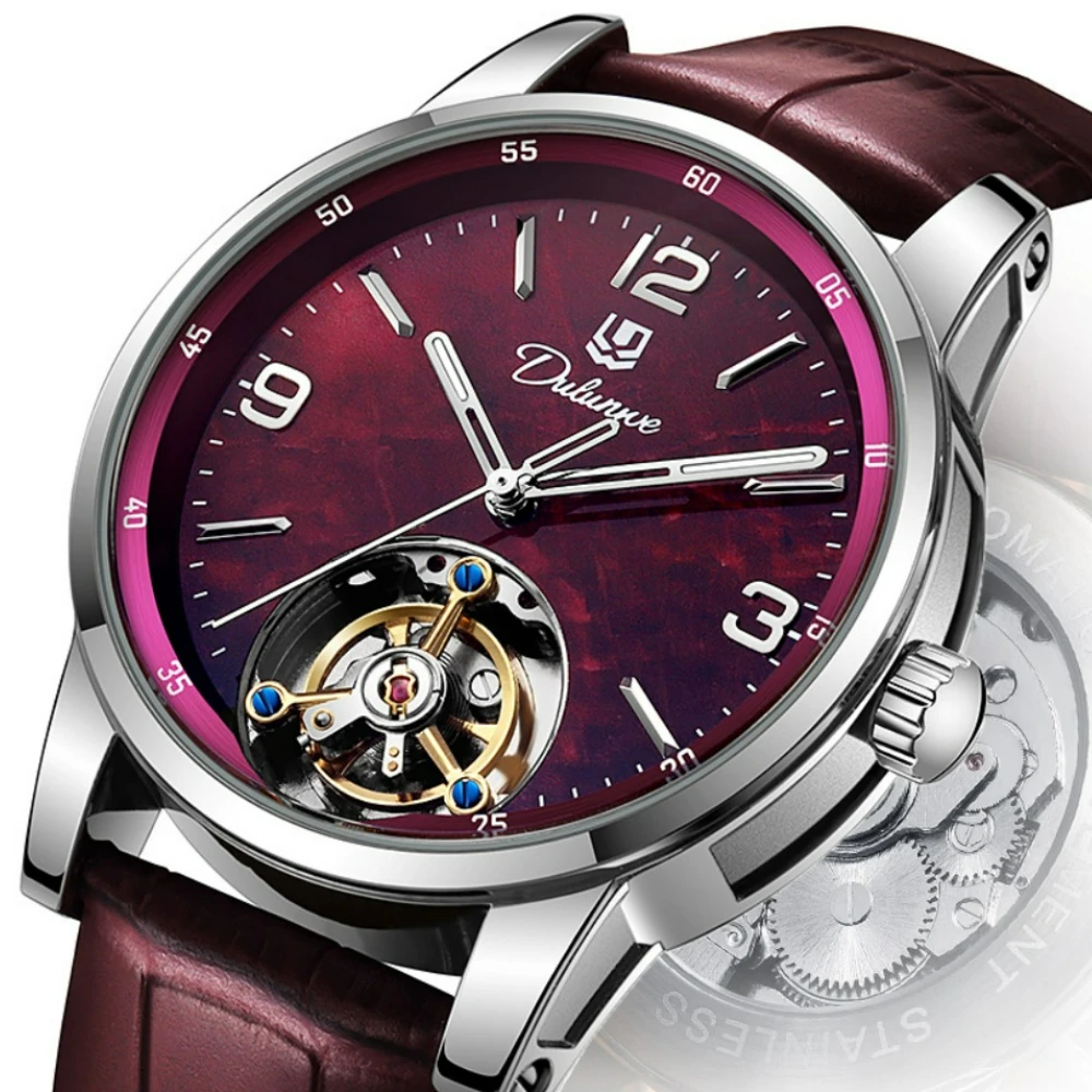 Fashion Tourbillon Watch Men Luxury Automatic Mechanical Watches Self Wind Business Clock Waterproof Wristwatch Sport Reloj