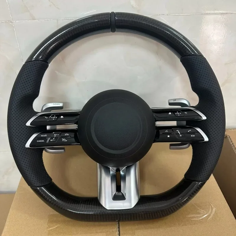 Carbon Leather For Mercedes-Benz Dragonfly AMG Steering Wheel Assembly C260B EGS Class GLA GLC GLE AMG Steering Wheel Car