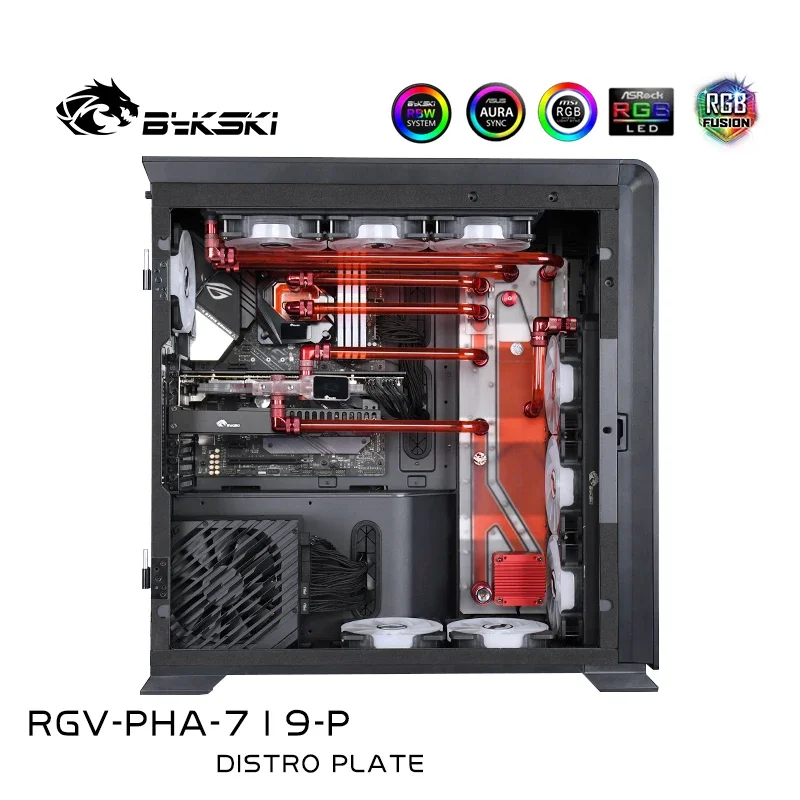 Imagem -02 - Bykski Placa de Discurso para Phanteks Enltohoo 719 Case Solução de Laço de Resfriamento de Água do Radiador 360 ou 2x360 Sincronização Rgb 12v 5v Rgv-pha719-p