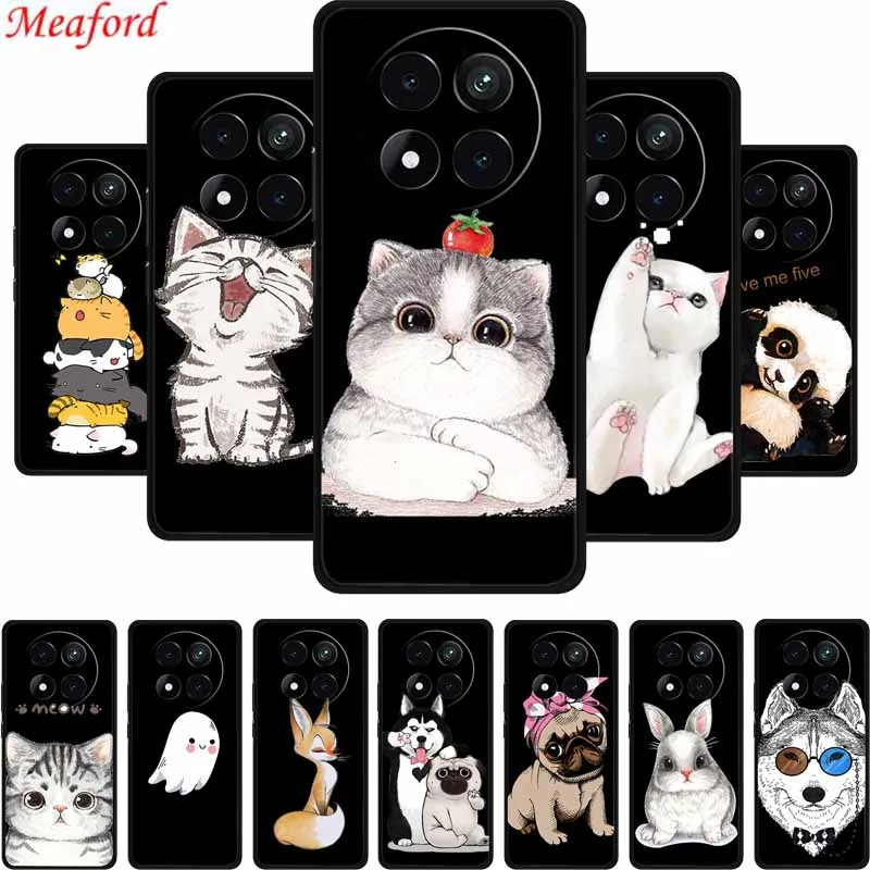 Funda For Xiaomi Redmi Note 14 Pro Plus Case Cute Cartoon Black Silicone Soft Phone Cases For Redmi Note 14 Pro+ Back Cover Case