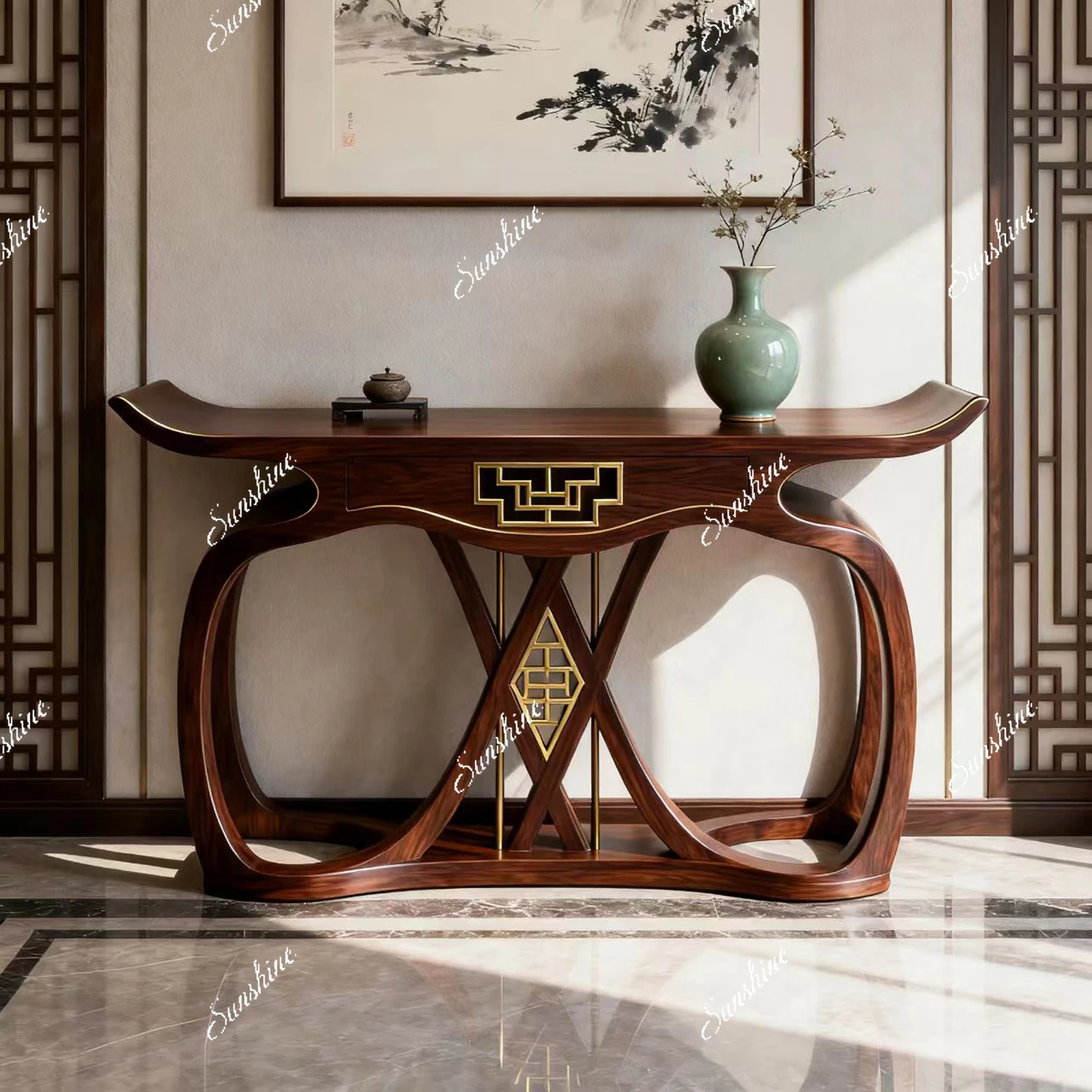 Simple solid wood porch cabinet living room wall locker