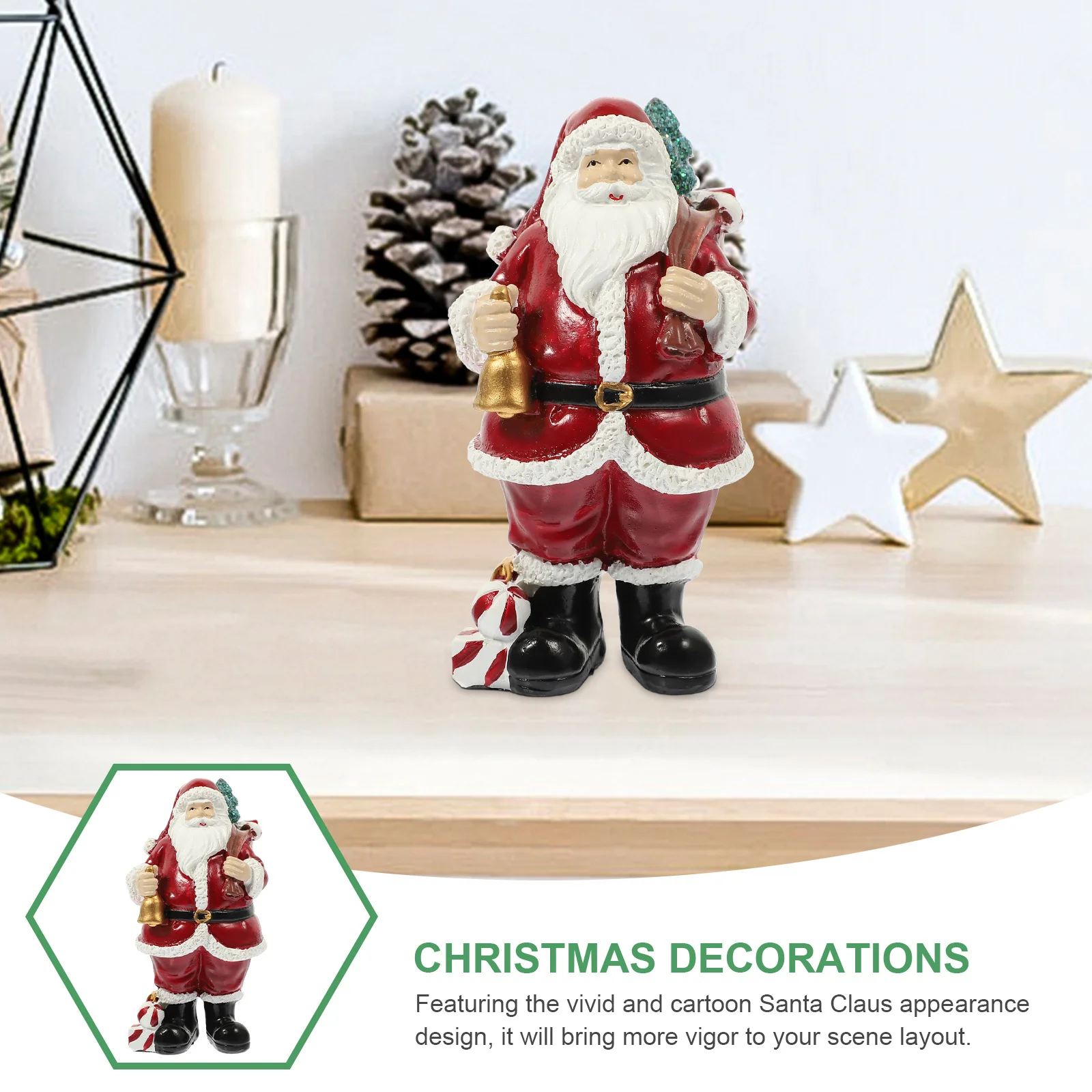 

Christmas Santa Claus Resin Sculpture Xmas Party Tabletop Decoration Home Festival Supply Christmas Gift Xmas Party Santa Claus