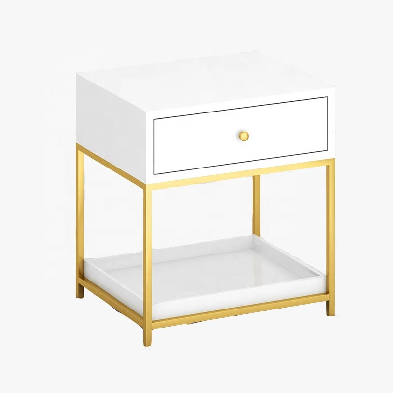 Home Furniture Simple Design Wholesale Price Custom Small Nightstand with Storage Gold Black Luxury Bedside Tables for Bedroom