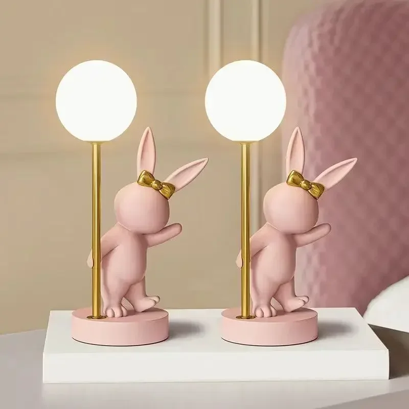 Nordic Style Rabbit Table Lamp - Luxury LED Night Light, Cute Bunny Decor for Bedroom, Perfect Birthday & Wedding Gift with Atmo