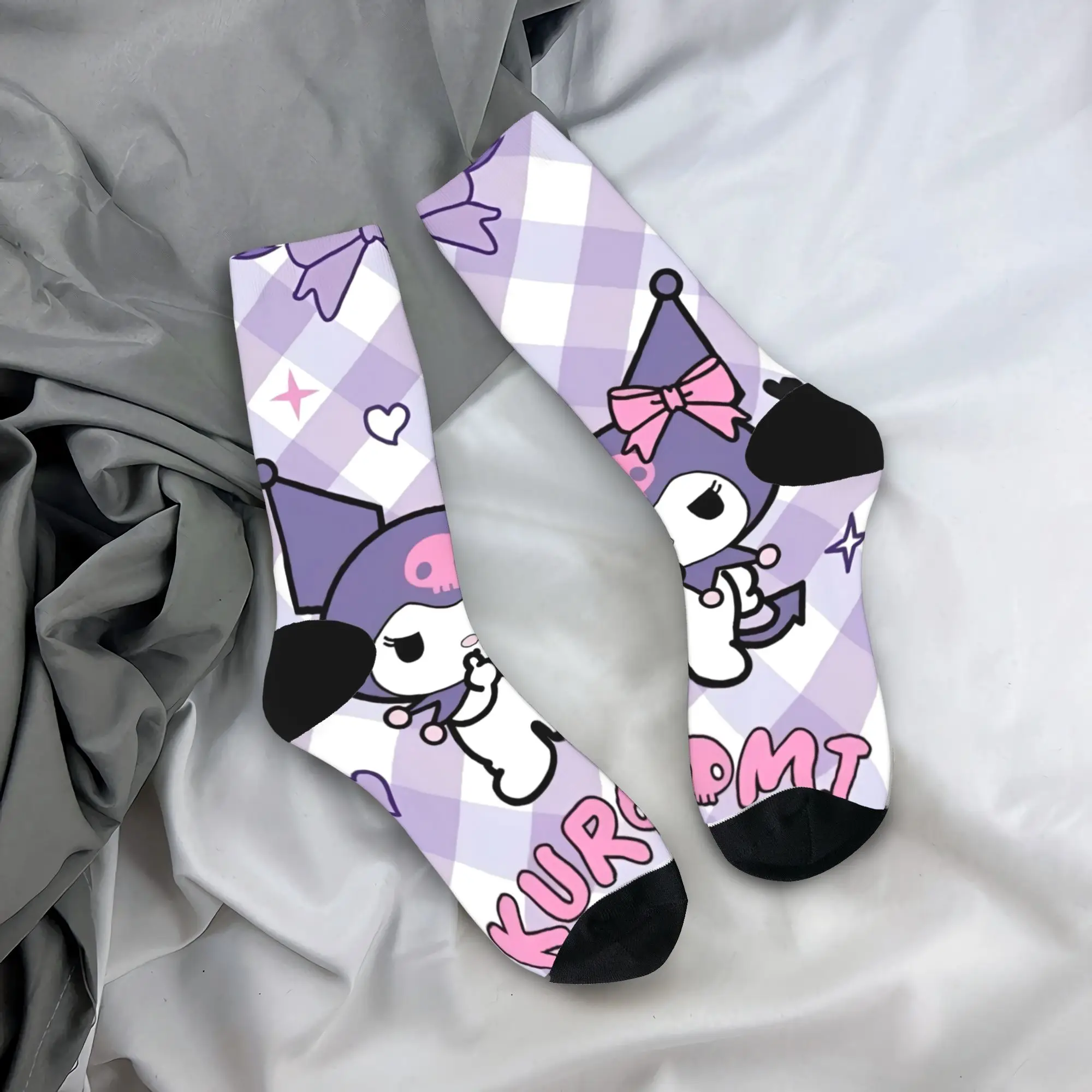 

Носки с героями мультфильмов Kuromi, зимние чулки, элегантные женские и мужские средние мягкие носки, спортивные носки на открытом воздухе, против пота