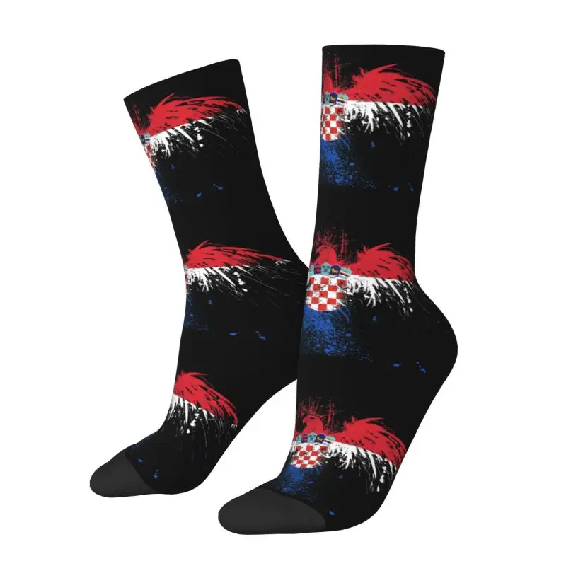 Funny Print Flag Of Croatia Socks for Men Women Stretch Summer Autumn Winter Croatian Patriotic Crew Socks