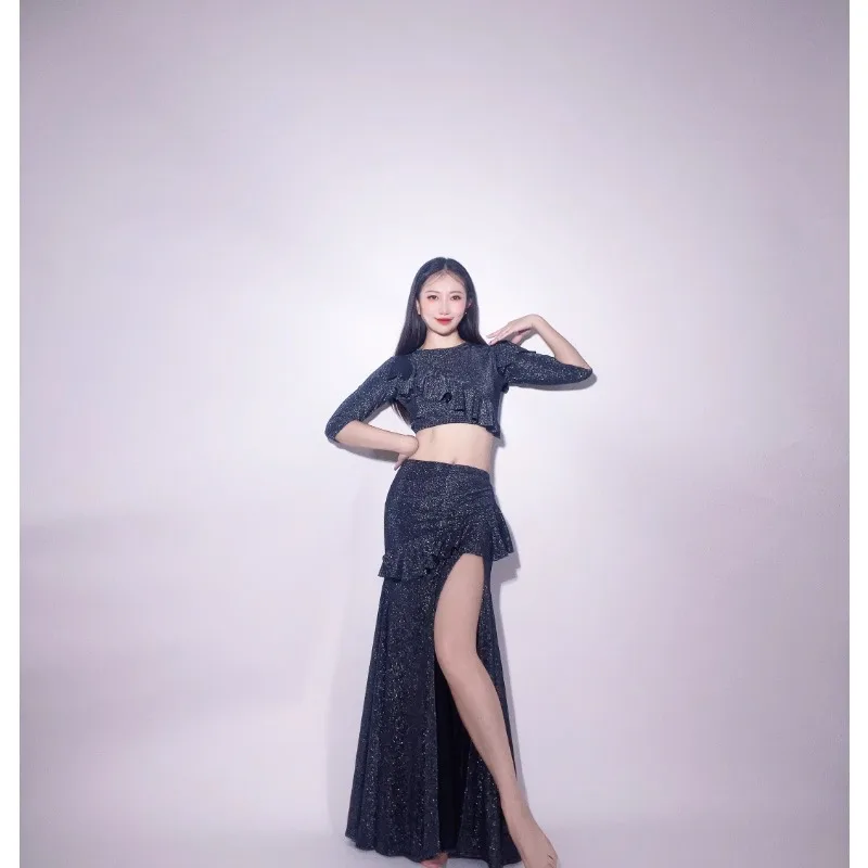 Customized Belly Dance Costumes Oriental Dance Clothes Lace Practice Clothes Group Clothes Beginner Split Skirt Fish Tail Skirt