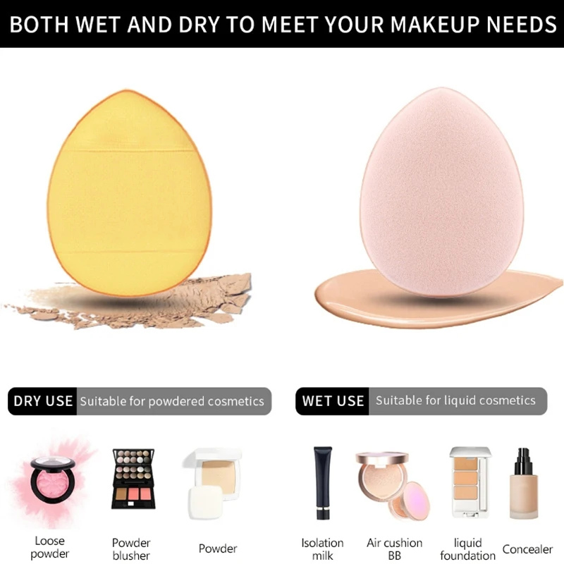 Set di 12 spugne per trucco multiuso in velluto Triangolo Puff Viso Bignè per dita Mini spugna Uovo Fondotinta liquido Strumenti Make Up