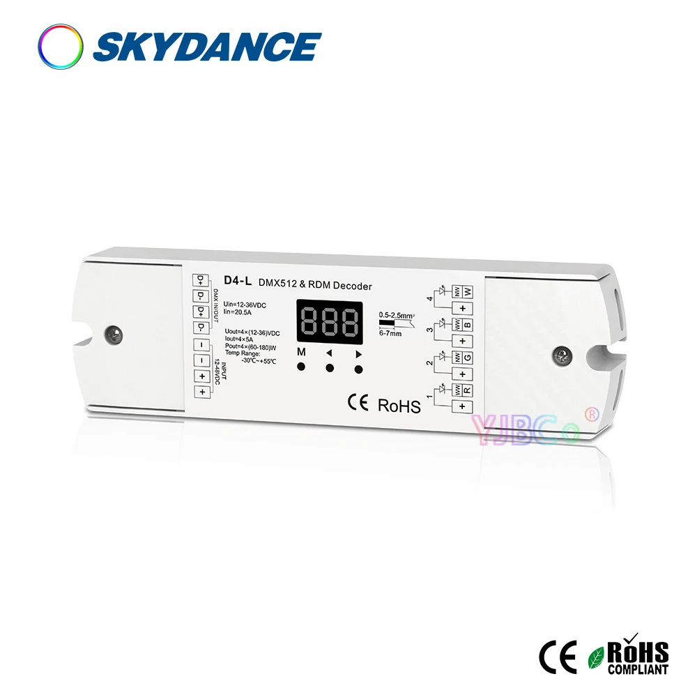 Imagem -03 - Skydance D4-l Canal cv Dmx512 Decodificador d4 Din Rail 12v24v 20.5a 4ch Dmx Controlador de Sinal para Escurecimento Cct Rgb Rgbw Led Strip